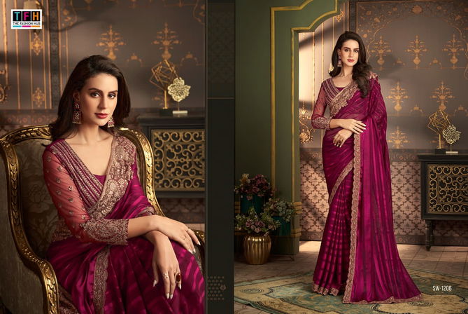 Sandalwood 12th Edition By Tfh Heavy Designer Party Wear Sarees Wholesale Market In Surat